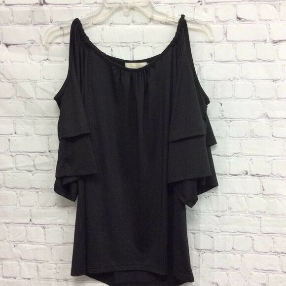 Merryfun Womens Summer Tunic Top Black Off Shoulder Scoop Neck Ruffles XL New - Picture 1 of 9